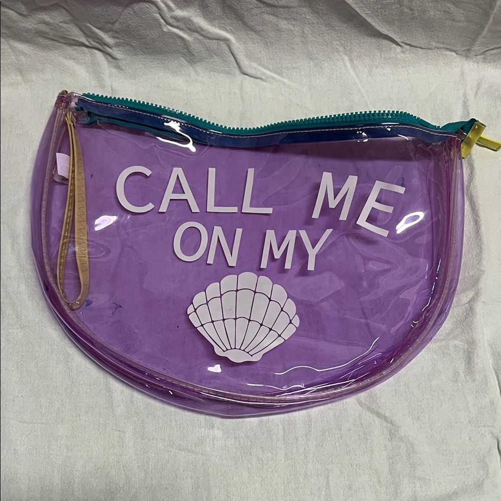 🍀6/$20 Purple Transparent wet bag Clutch with Shell Design